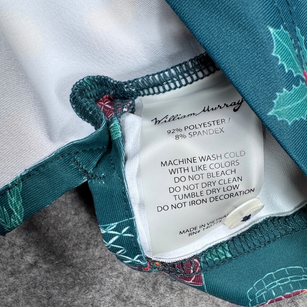 William Murray Polo Shirt Medium Green Holiday Cocktail Golf Print - Picture 7 of 9